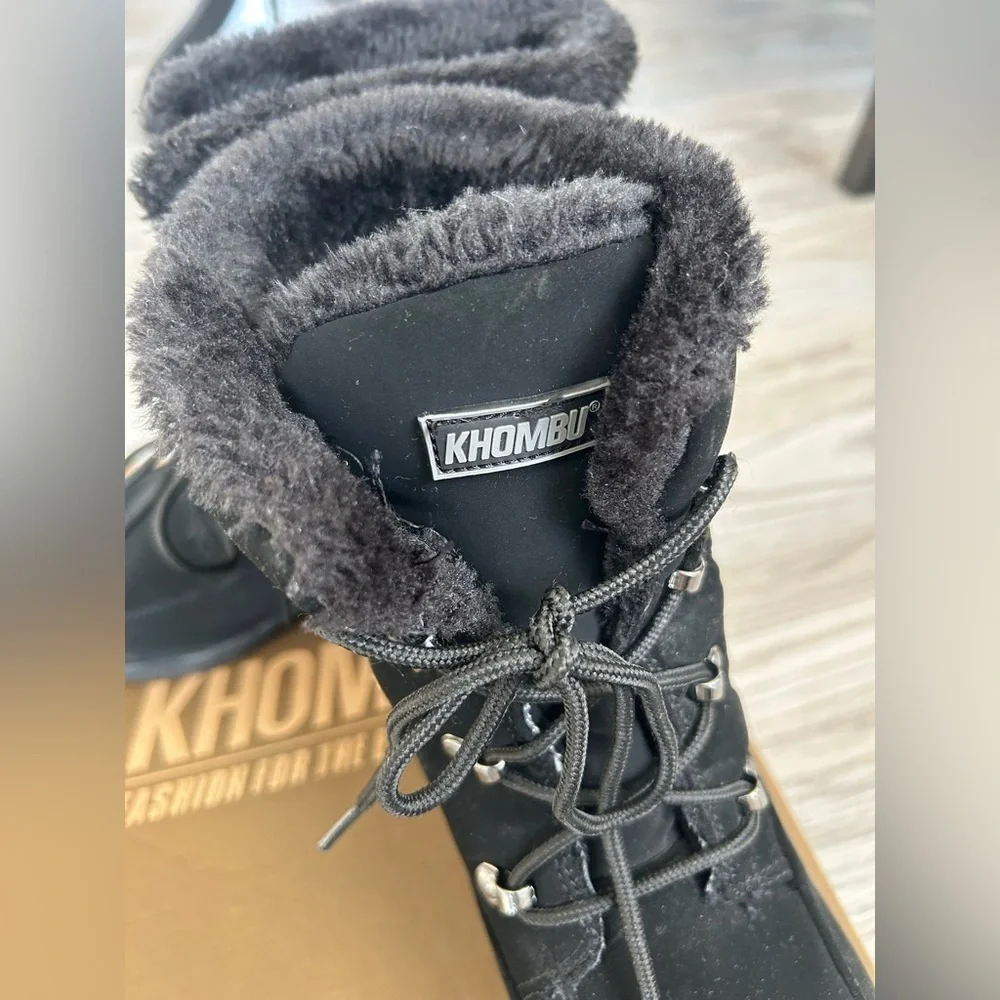 ✨Khombu Lily Lace Women's Black Fur-Lined Winter Boots 10